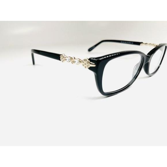 New Roberto Steffani RSS-152 Onyx & Gold Eyeglasses with Crystals 54/15/135 - Picture 3 of 6